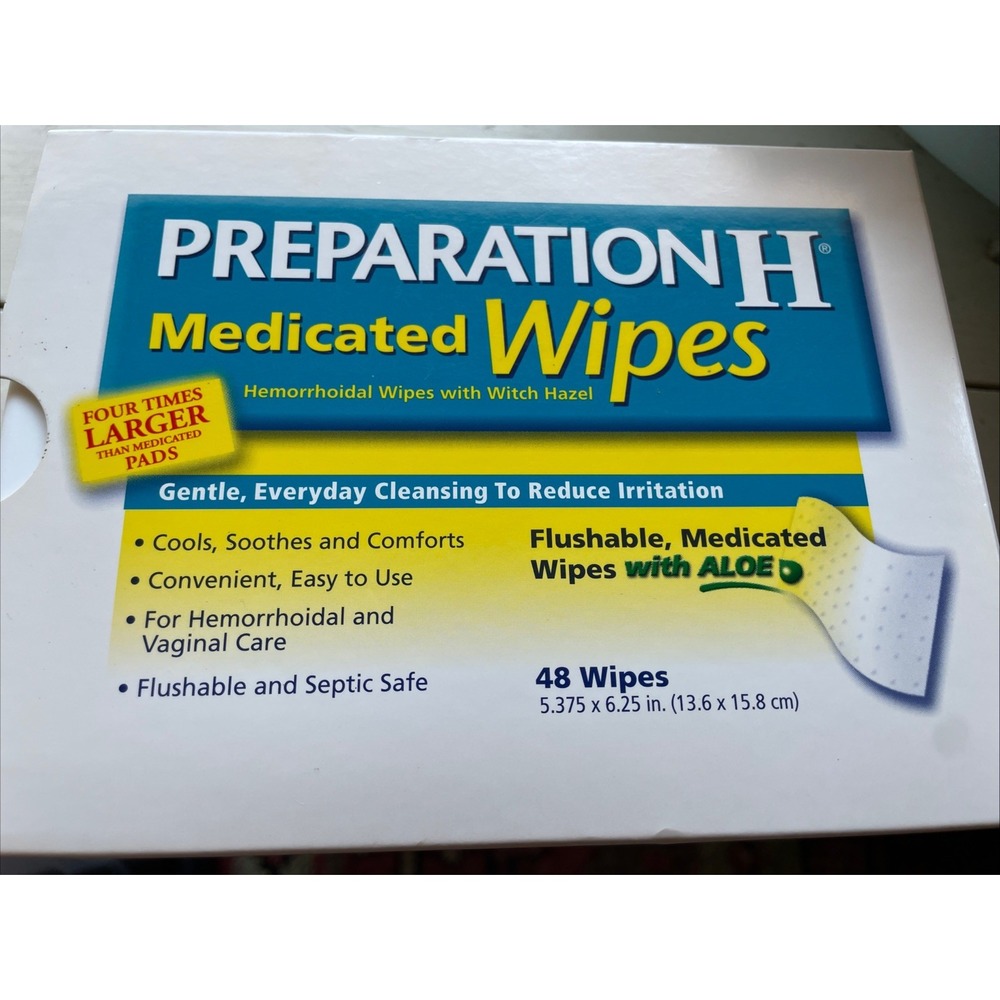 Vintage New Old Stock Preparation H Medicated Wipes Pack Of 48 Wipes Date 12/05